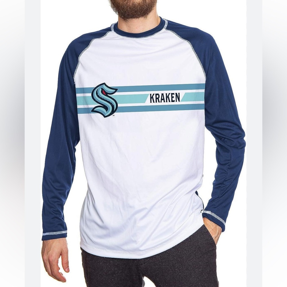 Seattle Kraken Calhoun NHL Long Sleeve Performance Pullover Blue White-Medium